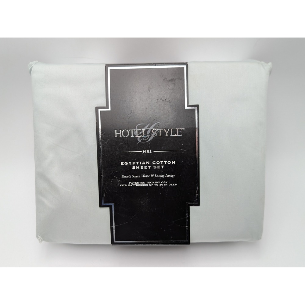 Hotel Style Sheet 4 Piece Set Full Misty Blue Egyptian Cotton 600TC Sateen Deep